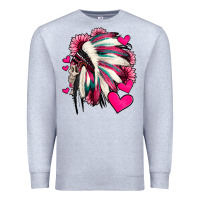 Heather Grey indian headdress with hearts valentine's day Premium Sweatshirt - Jasminsmagicworld