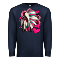 Navy indian headdress with hearts valentine's day Premium Sweatshirt - Jasminsmagicworld