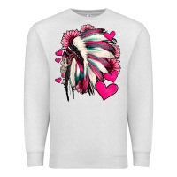 Oatmeal Heather indian headdress with hearts valentine's day Premium Sweatshirt - Jasminsmagicworld