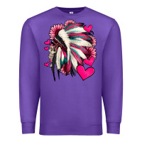Purple indian headdress with hearts valentine's day Premium Sweatshirt - Jasminsmagicworld