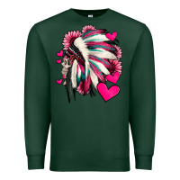 Sports Green indian headdress with hearts valentine's day Premium Sweatshirt - Jasminsmagicworld