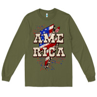 Army Green America 4th of July Long Sleeve Tee - CowGirlArtShop