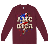 Burgundy America 4th of July Long Sleeve Tee - CowGirlArtShop