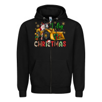 Black i dig Christmas bulldozer santa Zipper Hoodie - JahusDesignShop