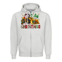 Dove Grey i dig Christmas bulldozer santa Zipper Hoodie - JahusDesignShop
