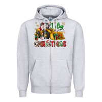 Heather Grey i dig Christmas bulldozer santa Zipper Hoodie - JahusDesignShop