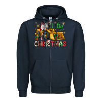 Navy i dig Christmas bulldozer santa Zipper Hoodie - JahusDesignShop