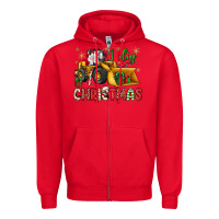 Red i dig Christmas bulldozer santa Zipper Hoodie - JahusDesignShop
