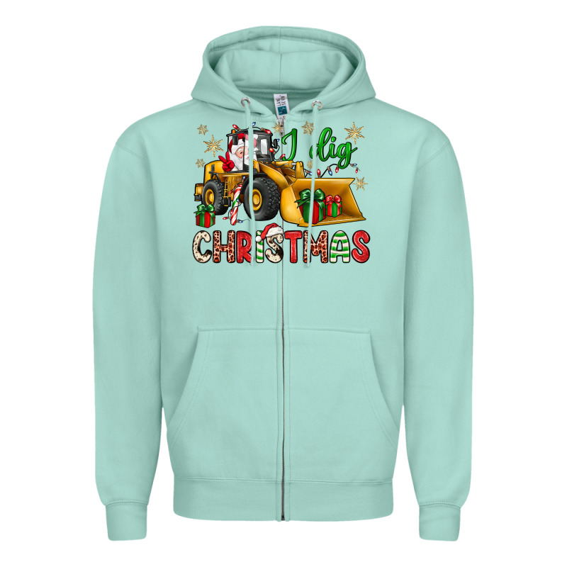 I Dig Christmas Bulldozer Santa Zipper Hoodie by JahusDesignShop | Teevron
