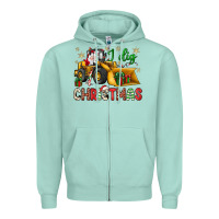 Seafoam i dig Christmas bulldozer santa Zipper Hoodie - JahusDesignShop