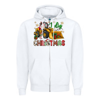 White i dig Christmas bulldozer santa Zipper Hoodie - JahusDesignShop