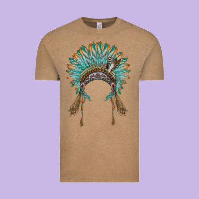 Native American Headdress Turquise Vintage Tee Designed By Barkaloodesign