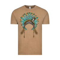 Vintage Coffee native american headdress turquise Vintage Tee - BarkalooDesign