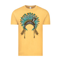 Vintage Mustard native american headdress turquise Vintage Tee - BarkalooDesign