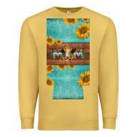 Antique Gold mom hereford cattle sunflowers on tooled leather slim can cooler Premium Sweatshirt - BarkalooDesign