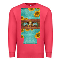 Cardinal mom hereford cattle sunflowers on tooled leather slim can cooler Premium Sweatshirt - BarkalooDesign