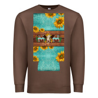 Chestnut mom hereford cattle sunflowers on tooled leather slim can cooler Premium Sweatshirt - BarkalooDesign