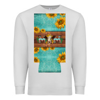 Dove Grey mom hereford cattle sunflowers on tooled leather slim can cooler Premium Sweatshirt - BarkalooDesign