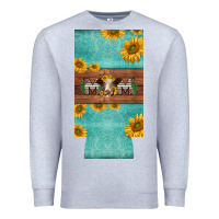 Heather Grey mom hereford cattle sunflowers on tooled leather slim can cooler Premium Sweatshirt - BarkalooDesign
