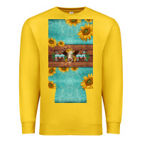 Lemon mom hereford cattle sunflowers on tooled leather slim can cooler Premium Sweatshirt - BarkalooDesign