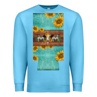 Ocean Blue mom hereford cattle sunflowers on tooled leather slim can cooler Premium Sweatshirt - BarkalooDesign