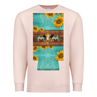 Pale Pink mom hereford cattle sunflowers on tooled leather slim can cooler Premium Sweatshirt - BarkalooDesign