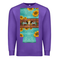 Purple mom hereford cattle sunflowers on tooled leather slim can cooler Premium Sweatshirt - BarkalooDesign