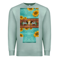 Seafoam mom hereford cattle sunflowers on tooled leather slim can cooler Premium Sweatshirt - BarkalooDesign