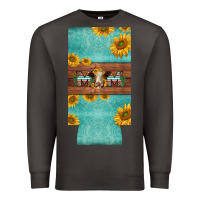 Smoke mom hereford cattle sunflowers on tooled leather slim can cooler Premium Sweatshirt - BarkalooDesign