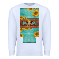 White mom hereford cattle sunflowers on tooled leather slim can cooler Premium Sweatshirt - BarkalooDesign