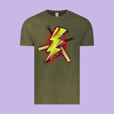 Softball Lightning Bolt Vintage Tee Designed By Zillion Design Studio