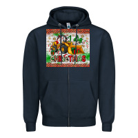 Navy i dig christmas bulldozer santa Zipper Hoodie - JahusDesignShop
