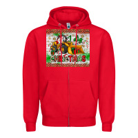 Red i dig christmas bulldozer santa Zipper Hoodie - JahusDesignShop