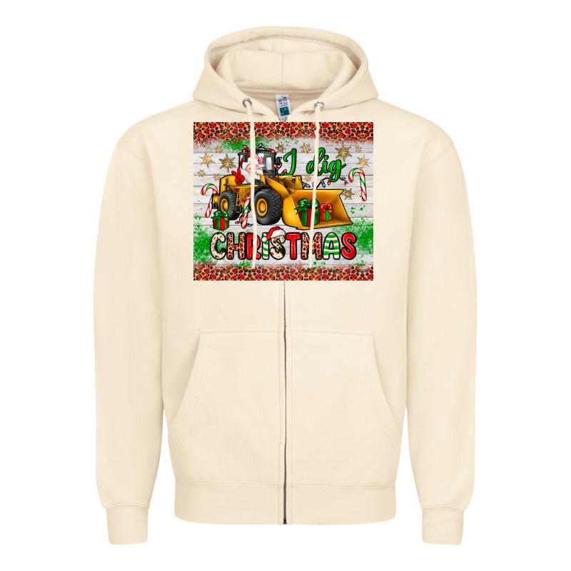 I Dig Christmas Bulldozer Santa Zipper Hoodie by JahusDesignShop | Teevron