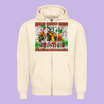 I Dig Christmas Bulldozer Santa Zipper Hoodie Designed By Jahusdesignshop
