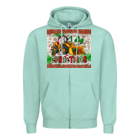 Seafoam i dig christmas bulldozer santa Zipper Hoodie - JahusDesignShop