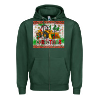 Sports Green i dig christmas bulldozer santa Zipper Hoodie - JahusDesignShop