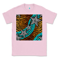 Bubblegum Pink tiger turquoise glitter and stars seamless pattern Classic Tee - BundleAndBundleShop