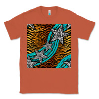 Copper tiger turquoise glitter and stars seamless pattern Classic Tee - BundleAndBundleShop