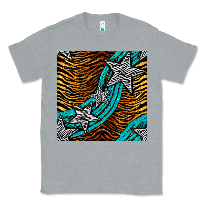 Tiger Turquoise Glitter And Stars Seamless Pattern Classic Tee by BundleAndBundleShop | Teevron