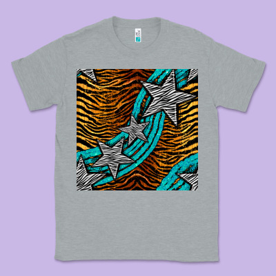 Tiger Turquoise Glitter And Stars Seamless Pattern Classic Tee Designed By Bundleandbundleshop