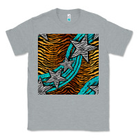 Heather Grey tiger turquoise glitter and stars seamless pattern Classic Tee - BundleAndBundleShop