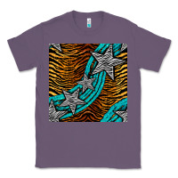 Lavender tiger turquoise glitter and stars seamless pattern Classic Tee - BundleAndBundleShop