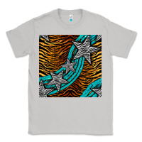 Moon Dust tiger turquoise glitter and stars seamless pattern Classic Tee - BundleAndBundleShop