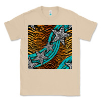 Mushroom tiger turquoise glitter and stars seamless pattern Classic Tee - BundleAndBundleShop