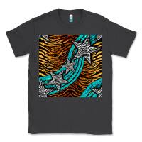 Smoke tiger turquoise glitter and stars seamless pattern Classic Tee - BundleAndBundleShop