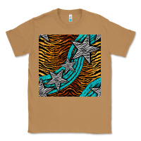 Toasted Coconut tiger turquoise glitter and stars seamless pattern Classic Tee - BundleAndBundleShop