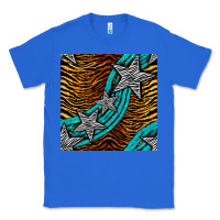 True Royal tiger turquoise glitter and stars seamless pattern Classic Tee - BundleAndBundleShop