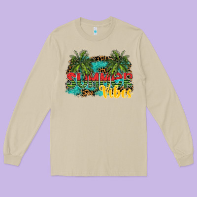 Summer Vibes Long Sleeve Tee Designed By Sublimationcraftshop