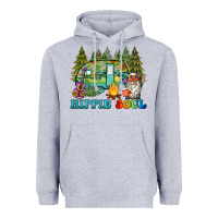 Heather Grey hippie soul camping Heavyweight Hoodie - BarkalooDesign